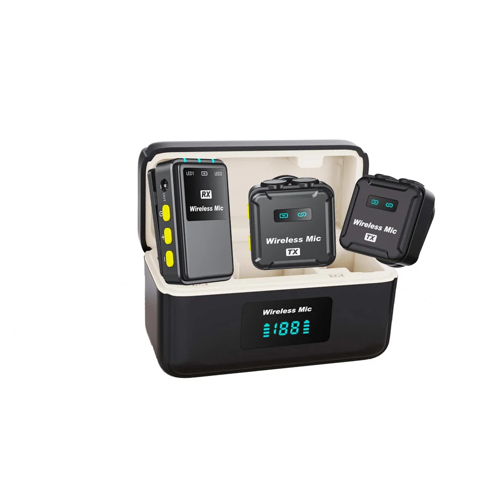 

Mini Lapel Wireless Microphone for Camera Noise Cancellation Mic with Charging Case for Video Recording Streaming