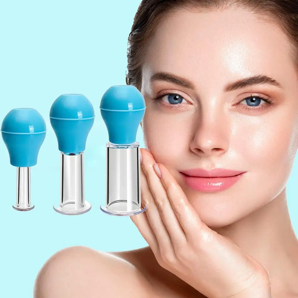 3-maten gezicht cupping therapie-apparaat, ooggezicht vacuümmassage cupper-siliconen cupping massage schoonheid body cup fascia massager