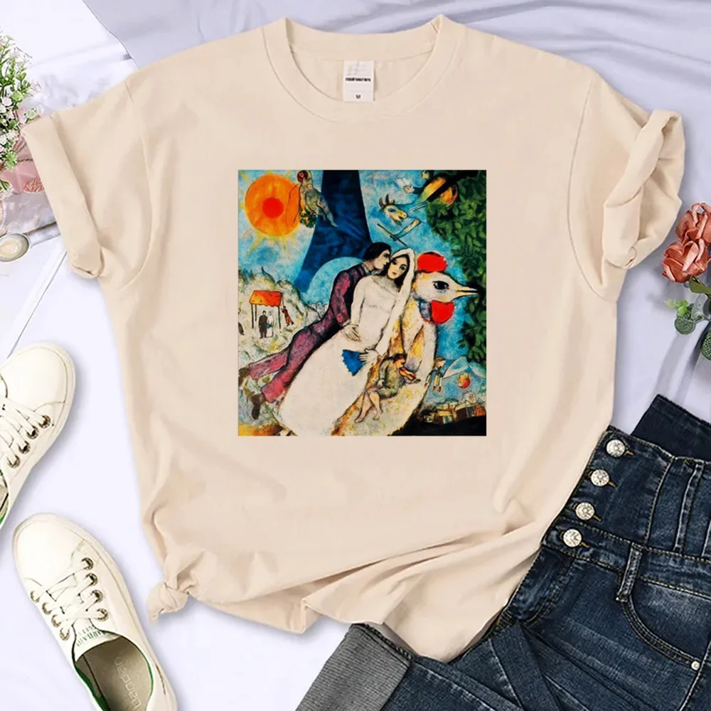 

marc chagall in my dream top women graphic designer Y2K t shirt girl Japanese designer 2000s clothes