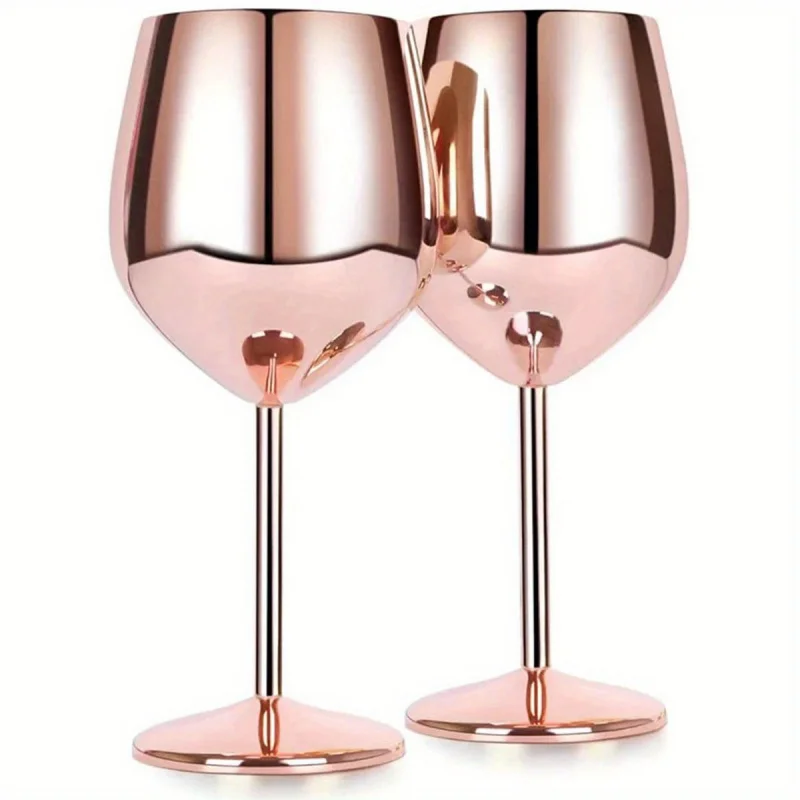 2pcs Stainless Steel Wine Glasses 18oz Large Capacity Unbreakable Wine Glasses Family Dinner Party Wedding Anniversary