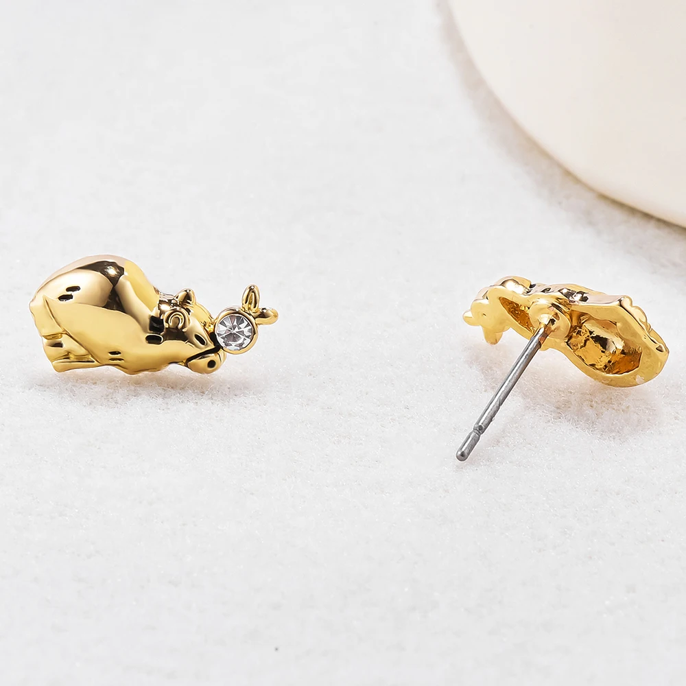 New Cute Capybara Stud Earrings Exquisite Animal Oranges Rhinestone Woman Girls Jewelry Accessory Birthday Gifts