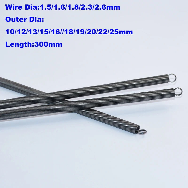 Steel Wire Tension Spring Wire Dia 1.5-2.6mm,Outer Dia 10-25mm Length 300mm Double Coil L-Shaped Tension Spring Stretch Spring