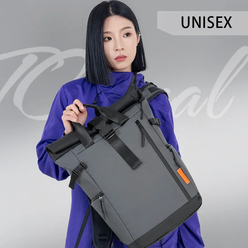 Large-Capacity Sports Backpack, Foldable Roll-Top Backpack, Trendy Casual Backpack, Outdoor Travel Backpack, Unisex Laptop Bag, Student School Bag