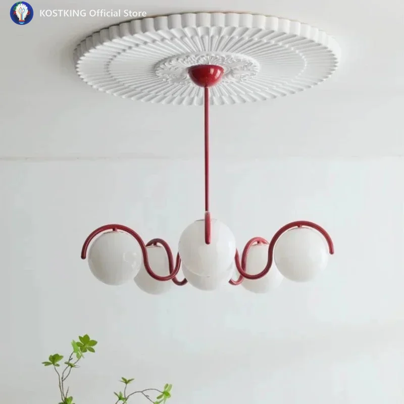 French Retro Living Room Pendant Light Creamy Style Magic Bean Bedroom Hanging Light Bedroom Dining Room Pendant Lamp