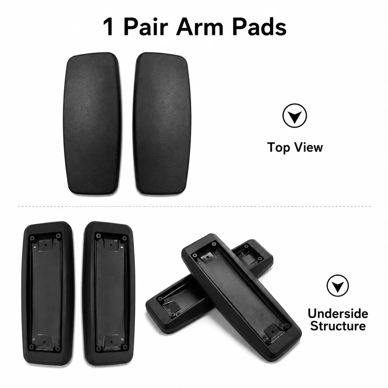 Steelcase Leap V2 Arm Pads Replacement, Office Chair Armrest Pads Covers, Ergonomic Foam Cushion, Black, 1 Pair
