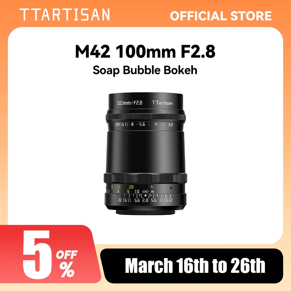 TTArtisan 100mm f2.8 Bubble Bokeh Full Frame Lens M42 mount can be transferred to Sony Canon Nikon Fujifilm Panasonic