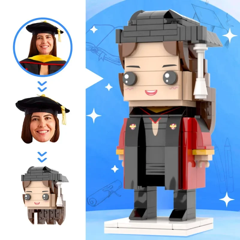 

Stanford Graduation Gown Custom Head Figures Personalized Bachelor Uniform Small Particle Toy Gift For Graduates Building Blocks