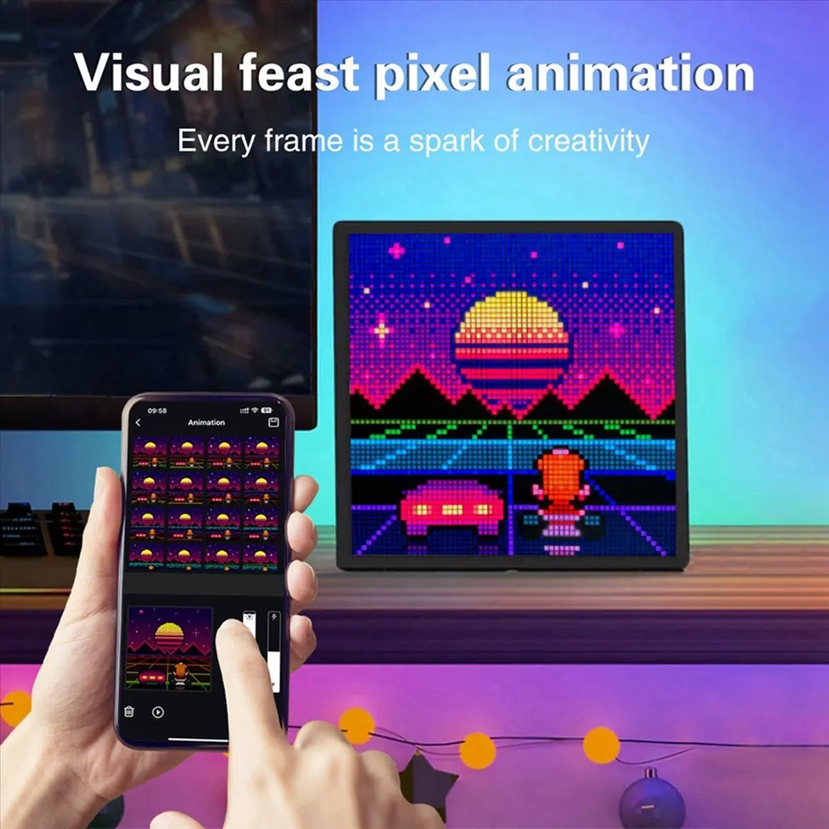 

【Some】LED Pixel APP Cellphone Control Display 64X64 Programmable Night Light LED Screen Pixel Screen Bedside Light