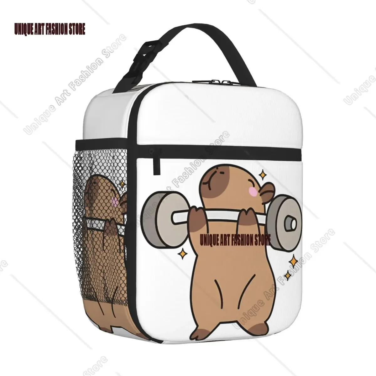 Cute Capybara Lucky Insulated Lunch Bags High Capacity Drinking Bubble Tea Thermal Bag Tote Lunch Box School Outdoor Bento Pouch