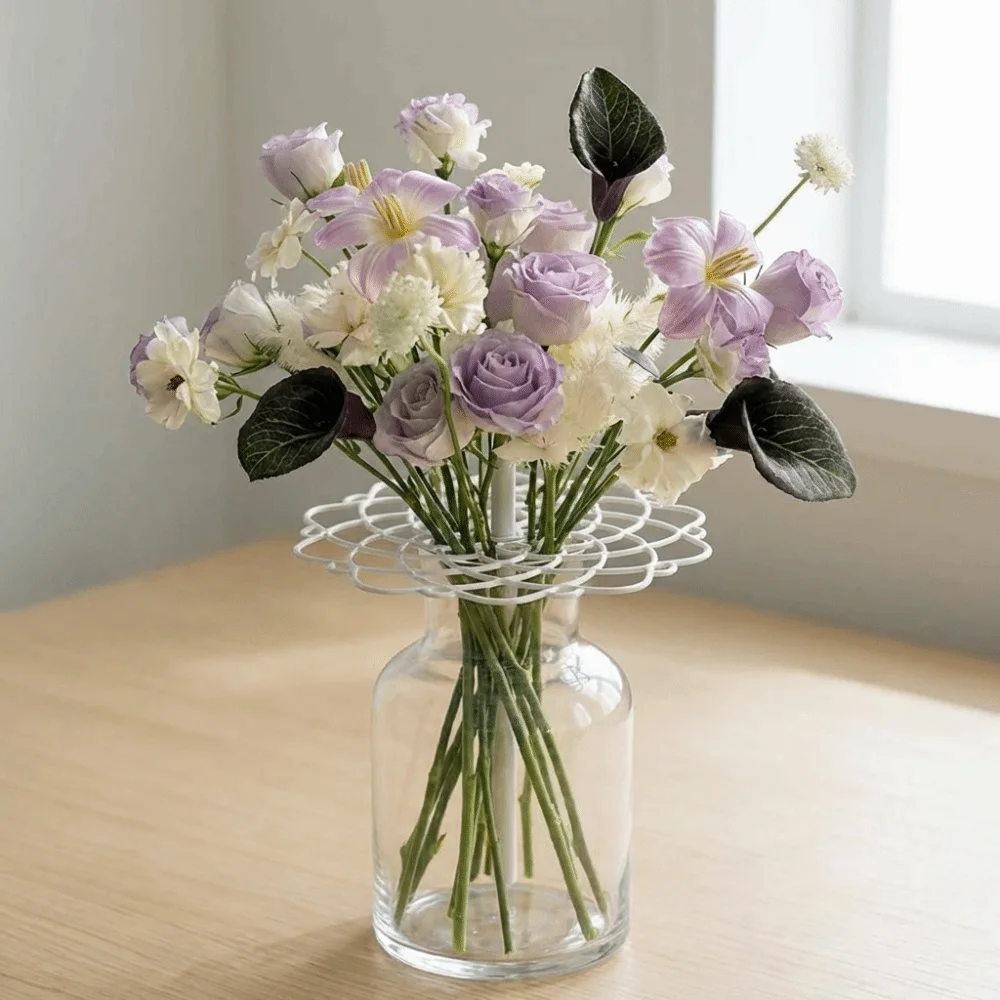 2SET Plastic Spiral Ikebana Stem Holder Professional Decorative Flower Vase Holder Convenient Bouquet Floral Arranger Holder