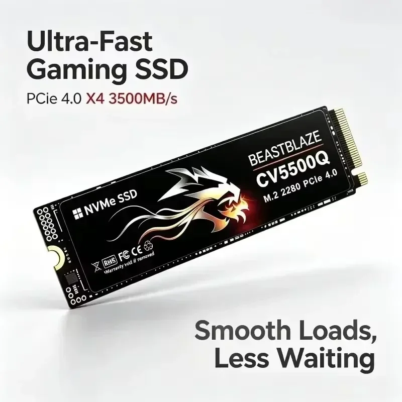 4TB CV5500Q PCIe Gen4 NVMe M.2 SSD, 3D TLC NAND Read Perfect for Laptops and Creative Workstations.
