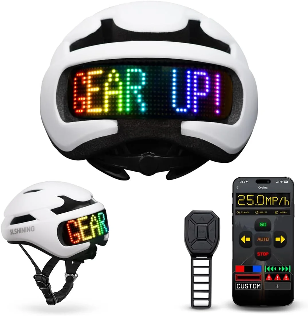 

Умный светодиодный велосипедный шлем с Bluetooth, программируемый через приложение, с возможностью самостоятельного ввода текста, беспроводной, с функцией указателей поворота и стоп-сигналом для скутера и электровелосипеда