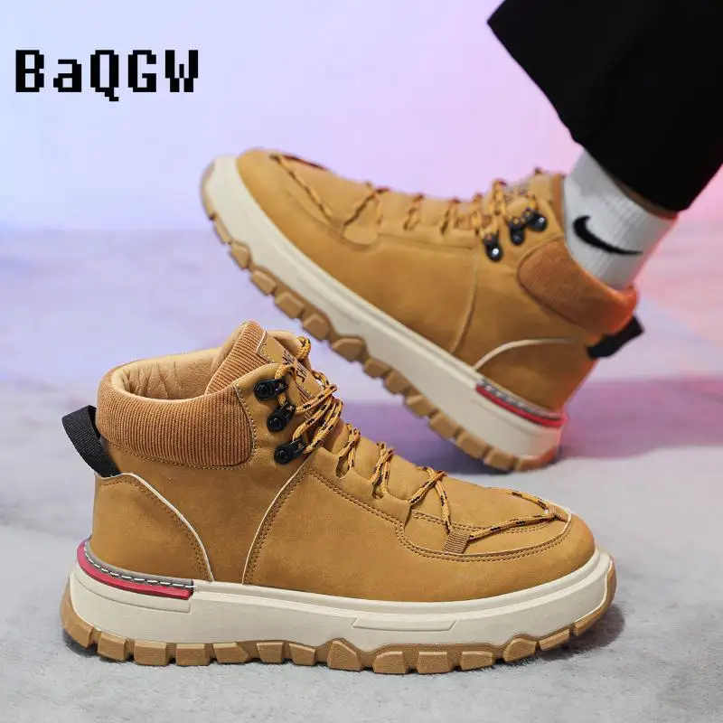 

Мужские ботинки на толстой подошве, с высоким берцем