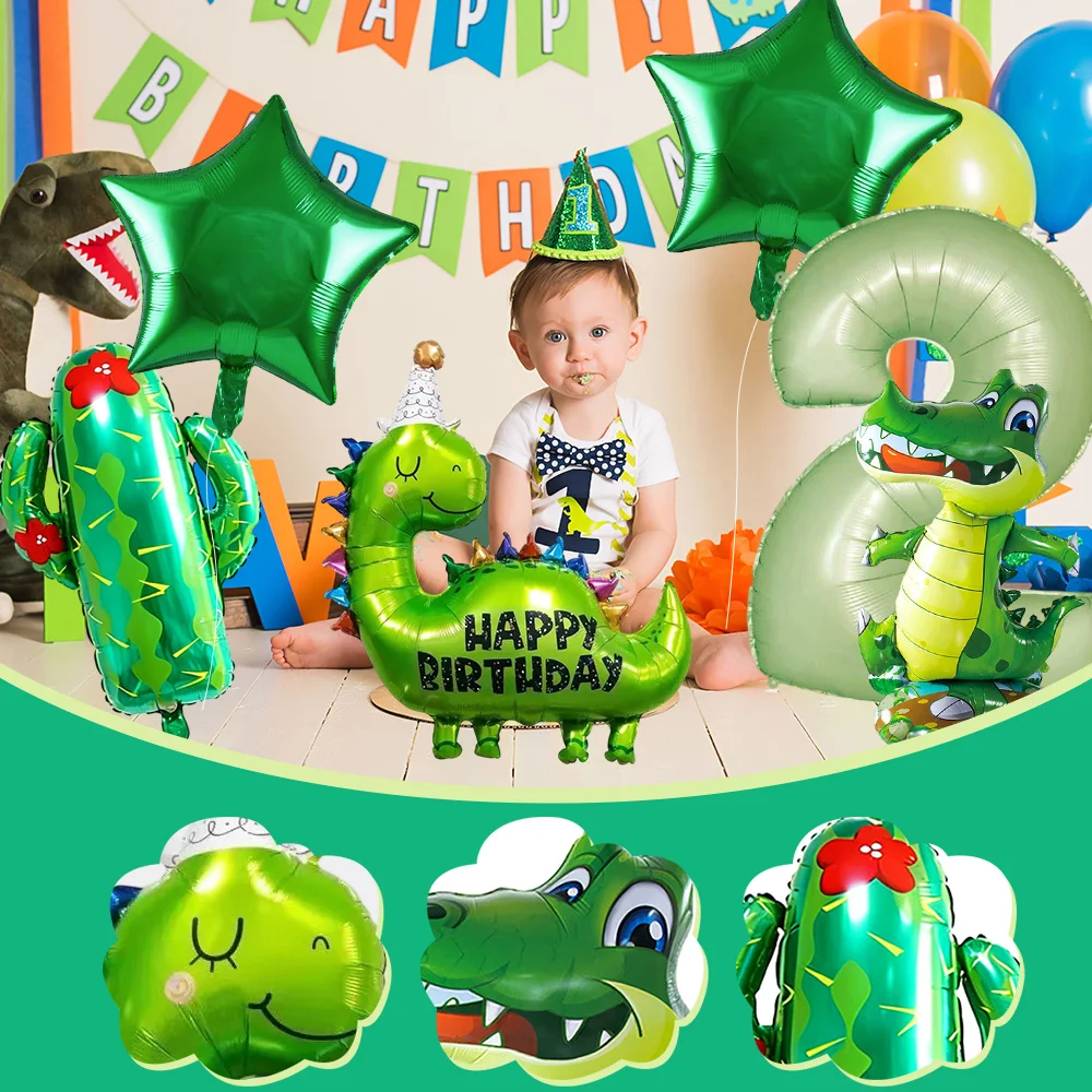 

Cartoon Animals Number Birthday Balloon kit Stars Dinosaurs Crocodile Cactus for Jungle Theme Party Activity Decorations Supplie