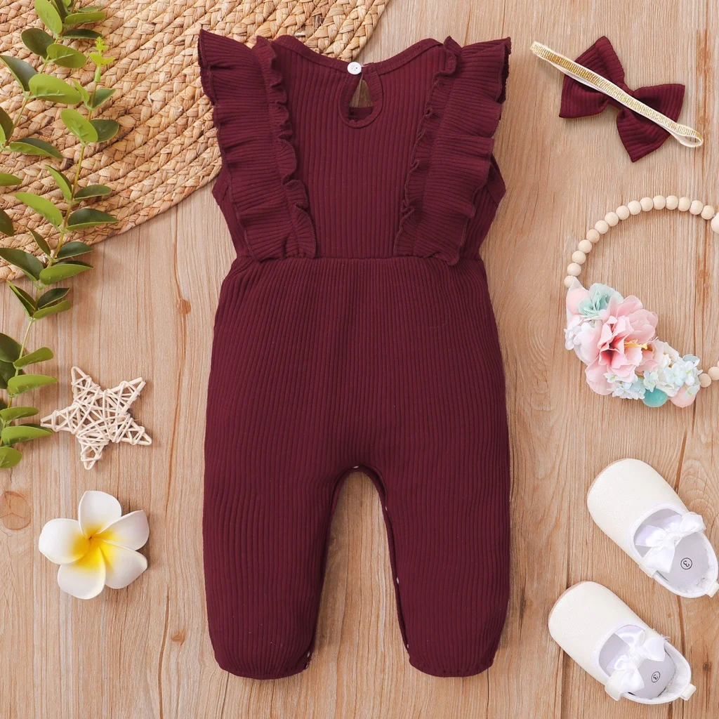 0-18 Months Baby Girl Bodysuit Newborn Baby Girl Romper Sleeveless Jumpsuits+Headband Infant Girl Summer Fashion Playsuit Outfit