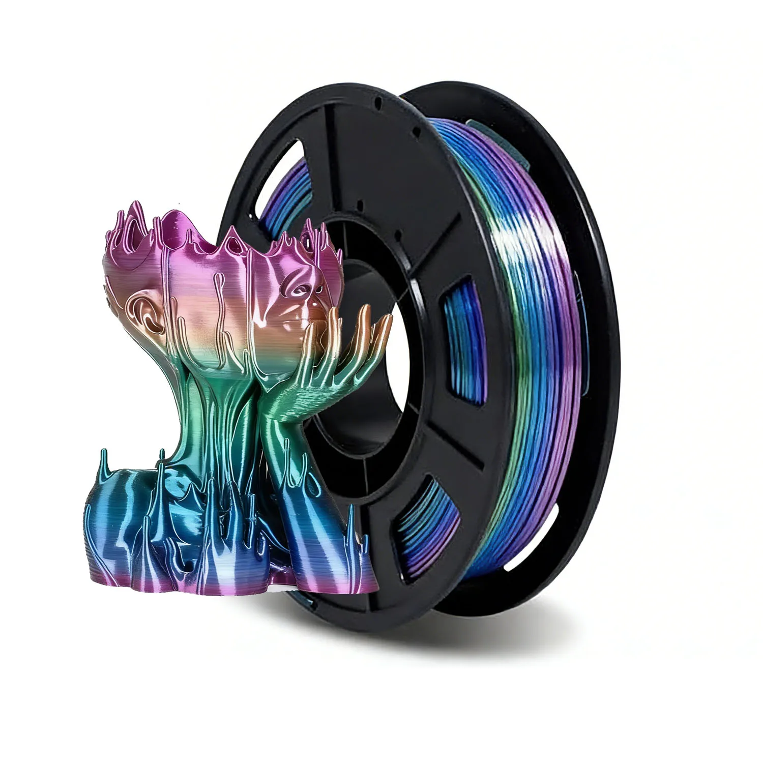 

Silk Shiny Rainbow Multi Colored Fast Color Change PLA 3D Printer Filament Bundle, Multi Colored Silk PLA,rainbow universe,250g