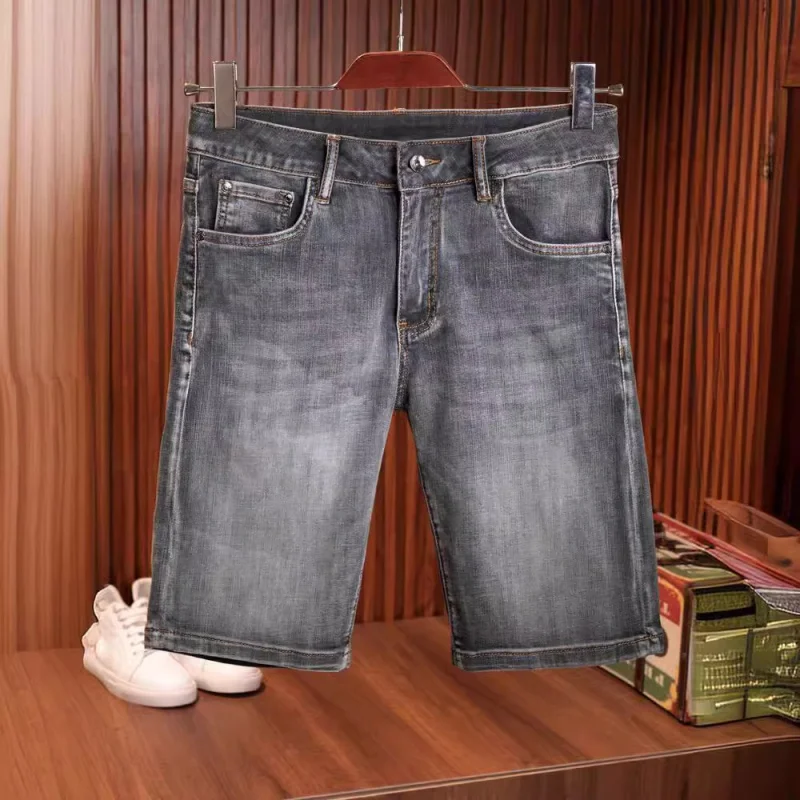 Shorts jeans masculinos estampados, calças capri elásticas de alta qualidade, slim fit que combina com tudo, luxo leve e moderno, novo e elegante, verão 2020