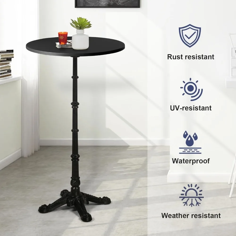 43.3" Tall Roman Column Table, Bar Height Standing Cocktail Bistro Pub Table, Heavy Duty Cast Iron Waterproof for Patio