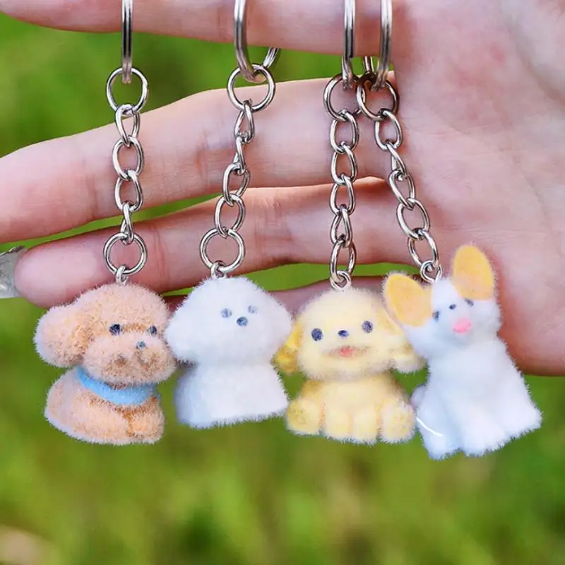 1/4Pcs Fetching Pet Phone Lanyard Plushy Poodle Phone Chain Keychain Sweet Animal Key Pendant Rucksack Charm Romantic Gifts