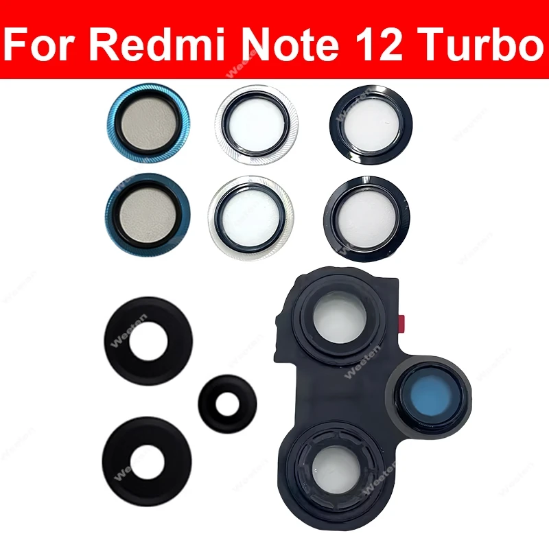 Rear Camera Glass Lens Cover For Xiaomi Redmi Note 12 Turbo Back Main Camera Lens Glass Frame Holder Repair Parts