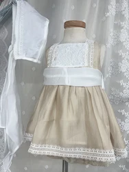 New Summer Girls 3Pcs Tencel Lace Set Performance Banquet Baptism Clothes Light Breathable High-end Custom Children's Clothing