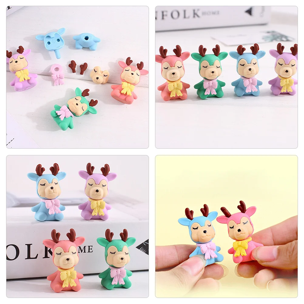 

24Pcs Creative Cartoon Mini Erasers Durable Rubber Multi-Function Pencil Erasers for Students Bulk Classroom Supplies