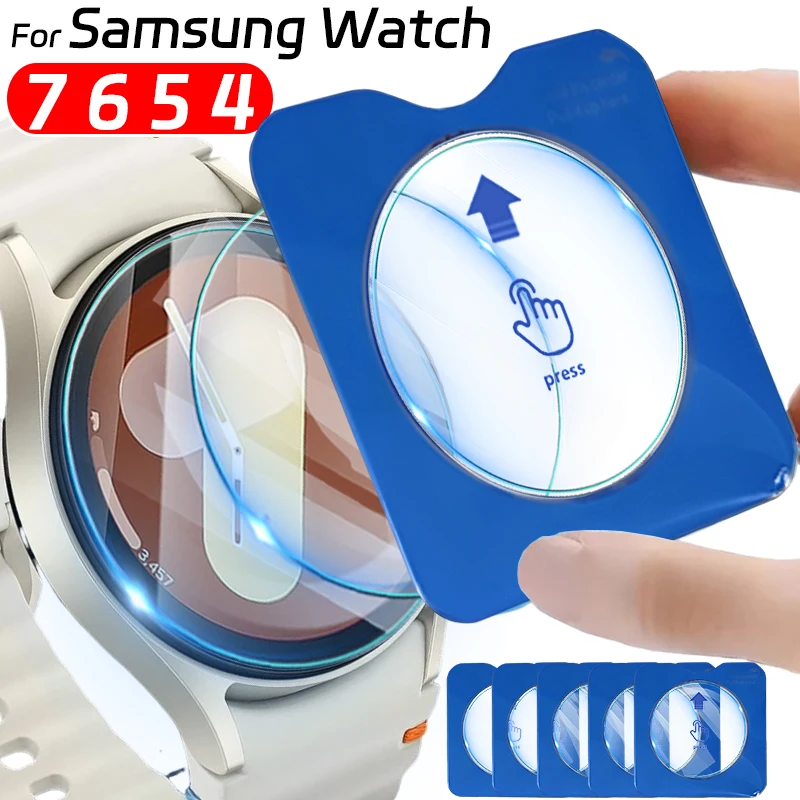 5-1 pces fácil de instalar protetor de tela de vidro temperado para samsung galaxy watch 7 6 5 4 película protetora para relógio 7 ultra 47mm