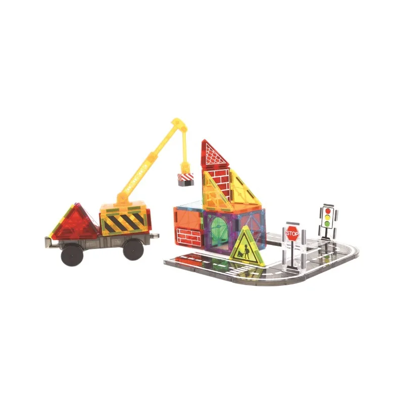 Magnetic building blocks Strong magnet road magnetic piece Urban traffic building crane color window magnetic piece