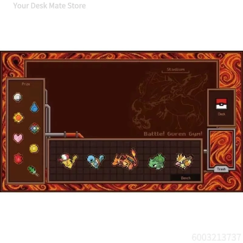 Pokemon Pixel Battle Field TCG Playmat With Game Zones, Retro Pixel Map Non Slip Rubber Trading Card Game Mat Desk Pad