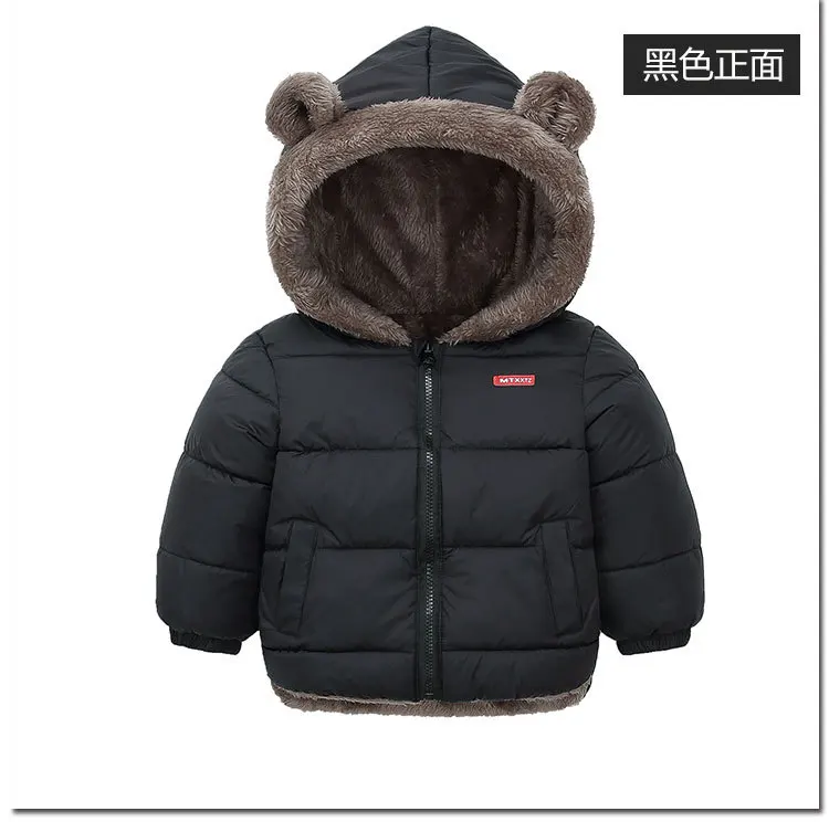 Baby Herbst Winter Kinder Baumwollkleidung Jacke mit Taschen Einfarbige Daunenjacke mit Ohren Kleinkind Mantel Langarm Baby Baumwollkleidung – Detail 10