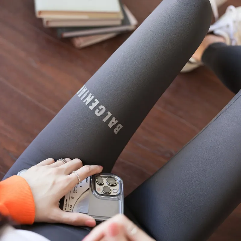 

High Waist Thiened Fce Yoga Pants Women's Autumn Winter Slimming Tight Fit Elastic arkskin Pants for Outer Wear