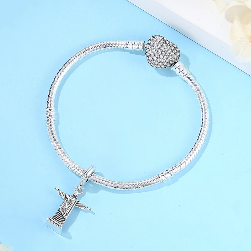 Original 925 Sterling Silver Charms Love Travel London Bus Suitcase Paris Flag Beads Fit Bracelets Necklaces Women DIY Jewelry view 5
