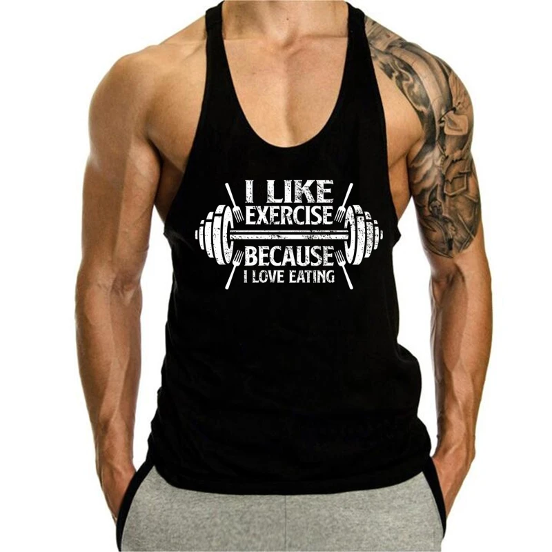보디빌딩 남성용 체육관 레이서백 탱크 – 민소매 슬링 조끼, 세션용 면 통기성 운동복