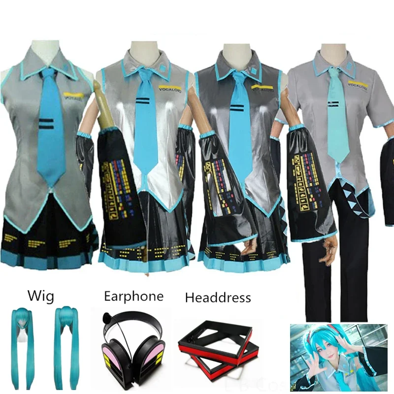 Vocaloid anime Miku cosplay costume formula clothes Japan midi dress wig Halloween Party Royal Highness Princess suit