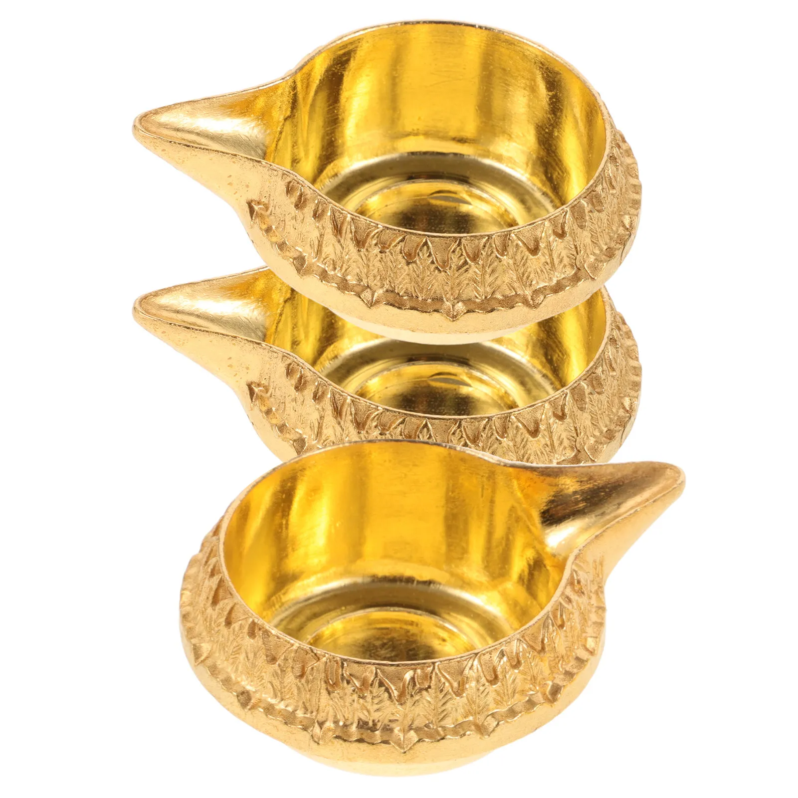 3 Pcs Antique Candle Holder Buddhist Tealight Buddha Front Diwali Decorations Altar Oil Lamp Butter Cup Centerpiece