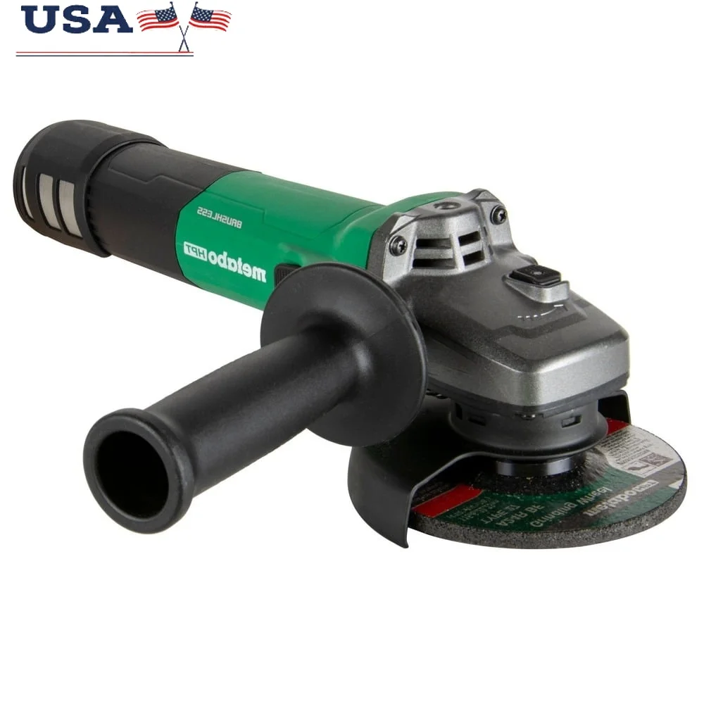 4-1/2 Inch Angle Grinder 12 Amp Brushless Motor Variable Speed Tool with 3 Position Side Handle Kickback Protection Dust Filter