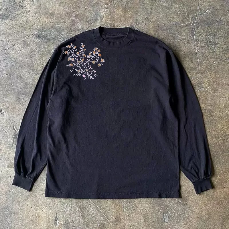 Pure Cotton Long Sleeve T-Shirt Unisex Oversize Vanilla Flavor Breathable Sweat Absorbent round Neck Casual Wear for Men And ...