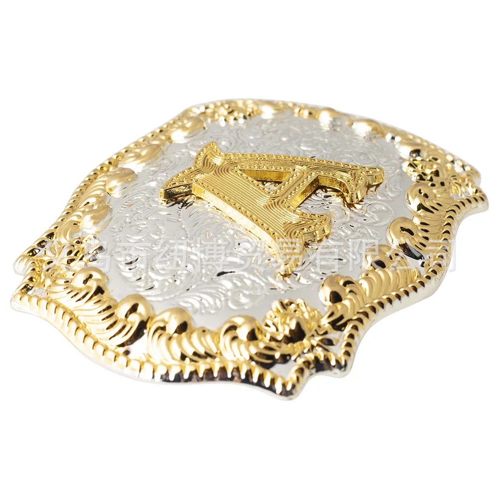 Ceinture avec Lettres Sculptées Dorées, Matériaux en Alliage ABCD à Z, Largeur 3.8cm