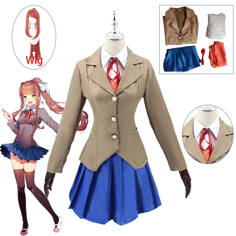 Disfraces de Anime Doki Literature Club Monika, Disfraces de Halloween para mujer