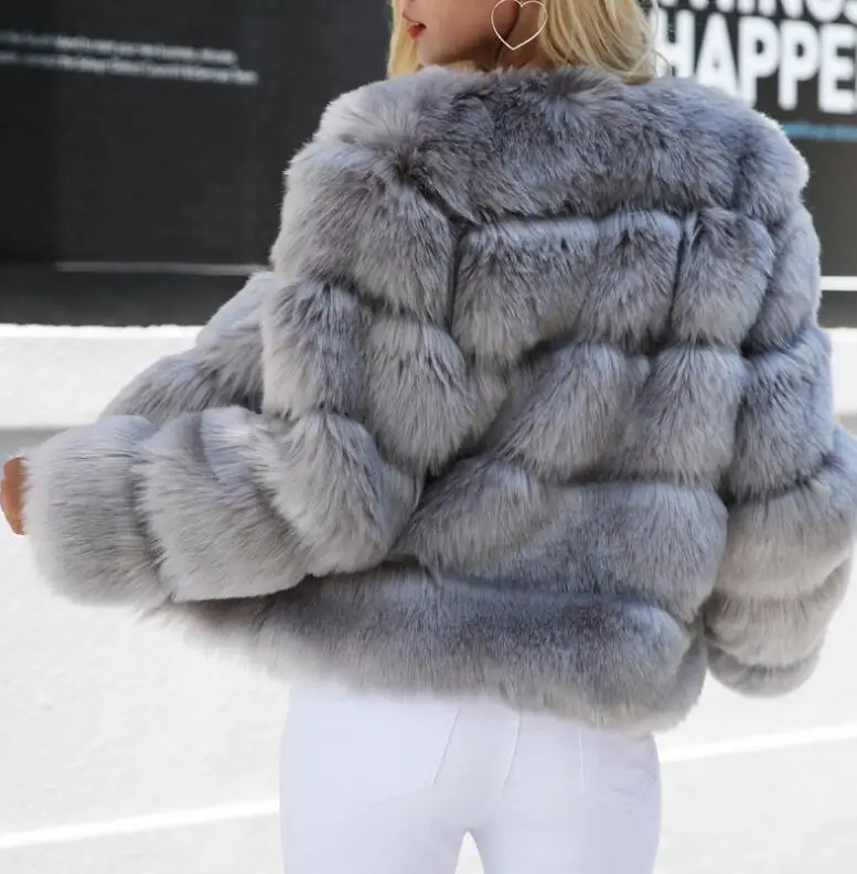 NEW Long Sleeve Fluffy Faux Fur Coat Winter Women Fashion Thick Warm Fuzzy Outerwear Female  Faux Fur Jacket