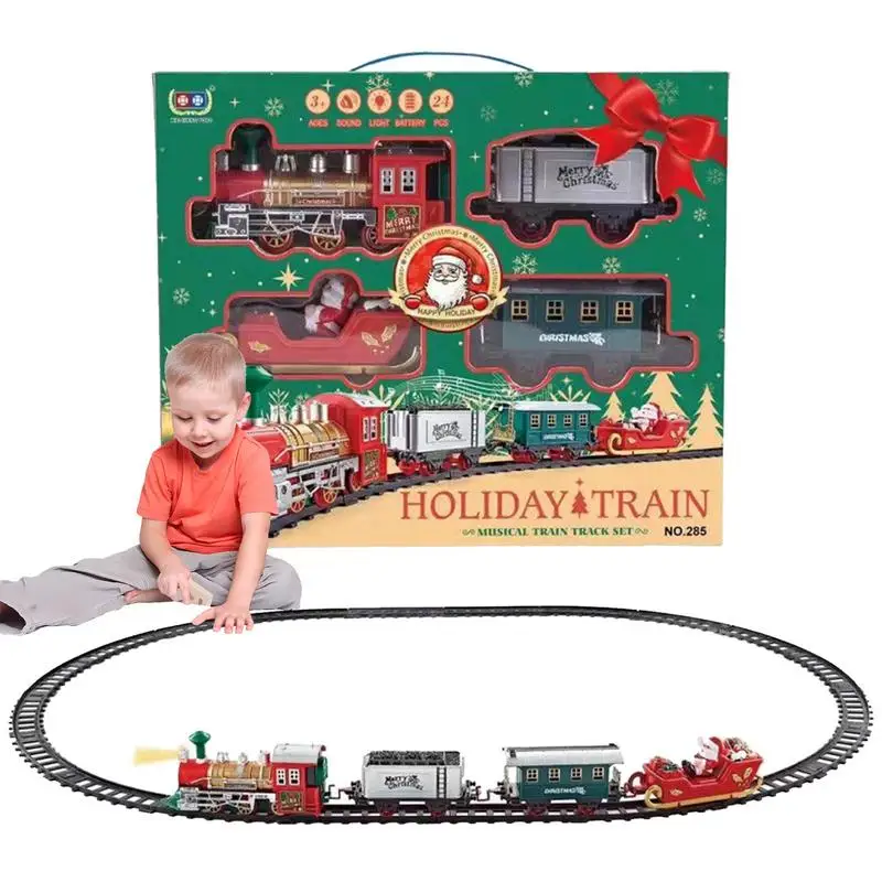 Locomotive Train Toy Rail Train Model with Front Light and Sound Improve Hand-Eye Coordination Toy Model with Train Carriage