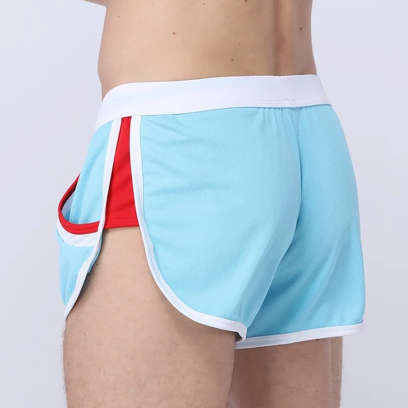 Men Swim Briefs Mesh Sexy Swimsuits Shorts Swimming Trunks Surf Board Beachshorts Gay Penis Pouch Swimwear Low Rise Bathing