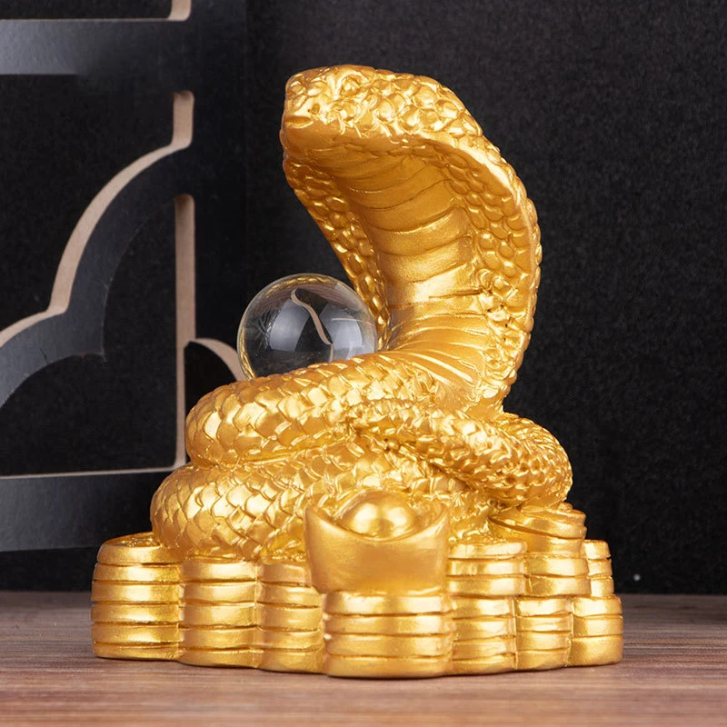 

2025 Year of The Snake Figurine Simulation Snakes Ornaments Animal Resin Statue Chinese Style Fengshui Good Lucky Tabletop Decor