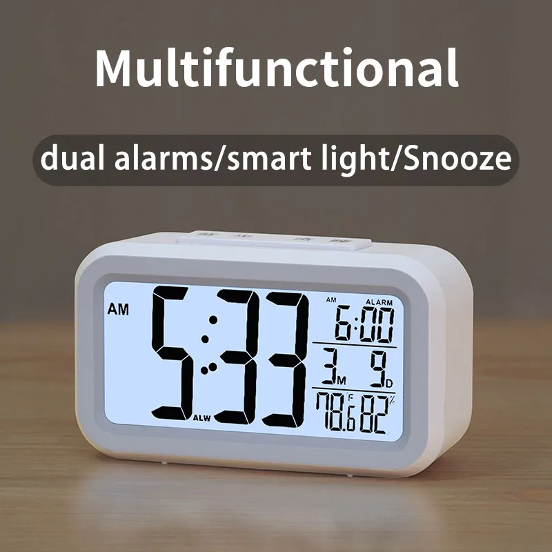 RCC Alarm Clock DCF Simple Design Calendar Temperature Humidity Light Sensor Multiple Function Multiple Colour bedroom