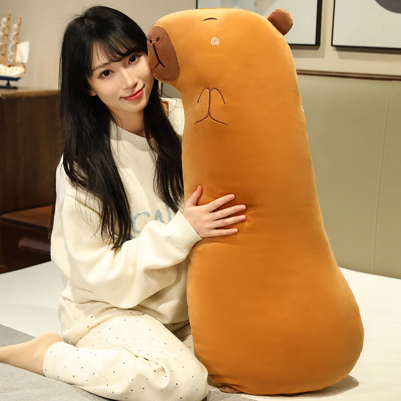 80/100/120 cm Lange Capibara Knuffel Simulatie Capibara Pluizige Pop Knuffels Grappig Cadeau voor Kerstmis