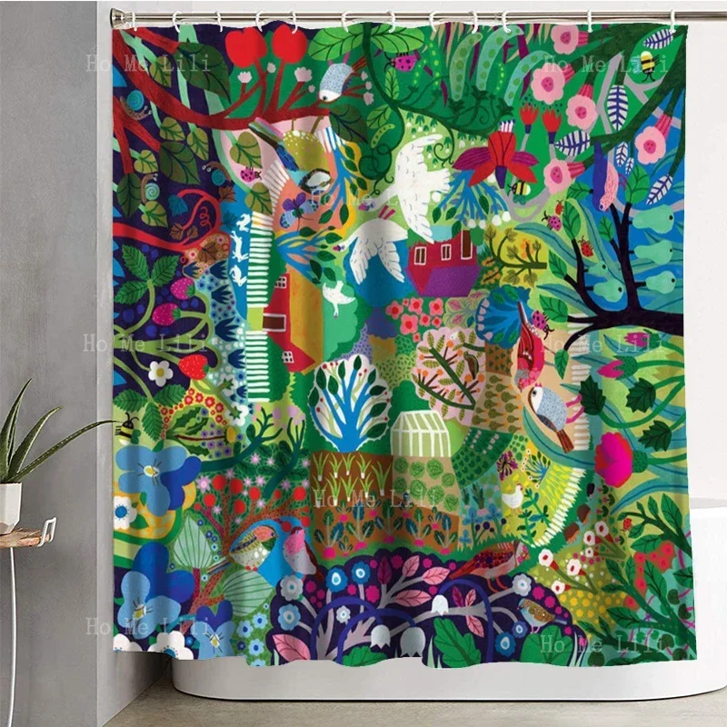 Bountiful Garden Colorful Findings A Plot Chives Clucking Chicken Sweet Strawberry Vines Shower Curtain By Ho Me Lili