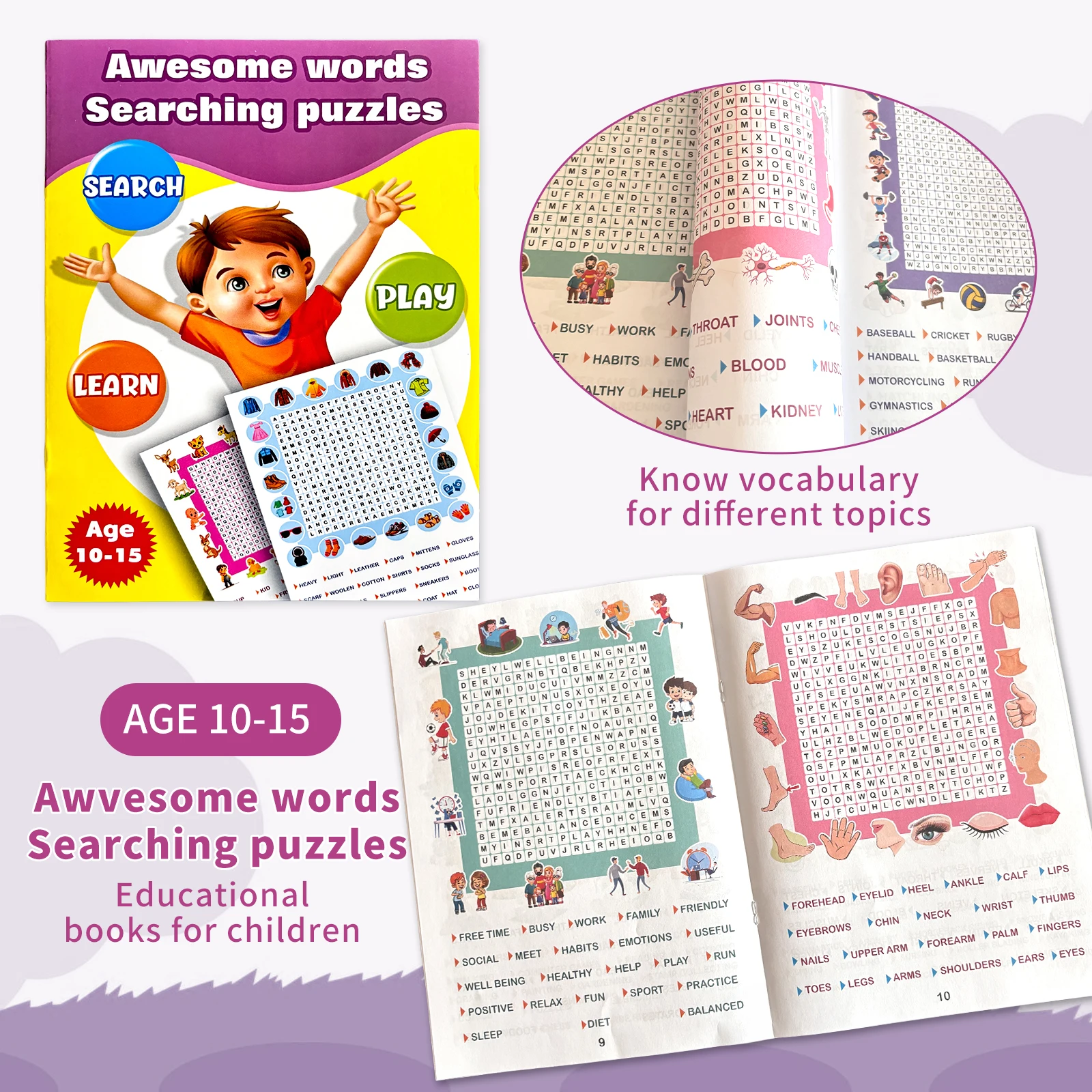 

"Awesome words Searching puzzles" - Educational Word Search Books for 10 - 15 Year Olds