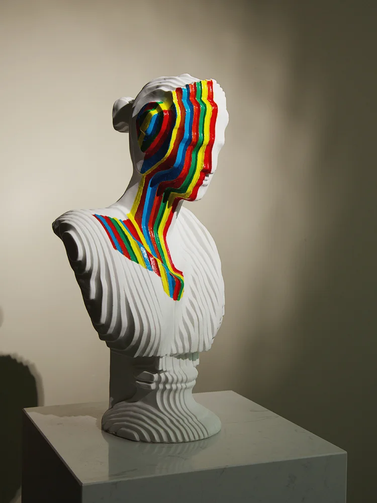 Statue Colorful Stripe Resin Figure Art Sculpture Soft Decoration Abstract Decorations For Hotel Entrance Exhibition Hall