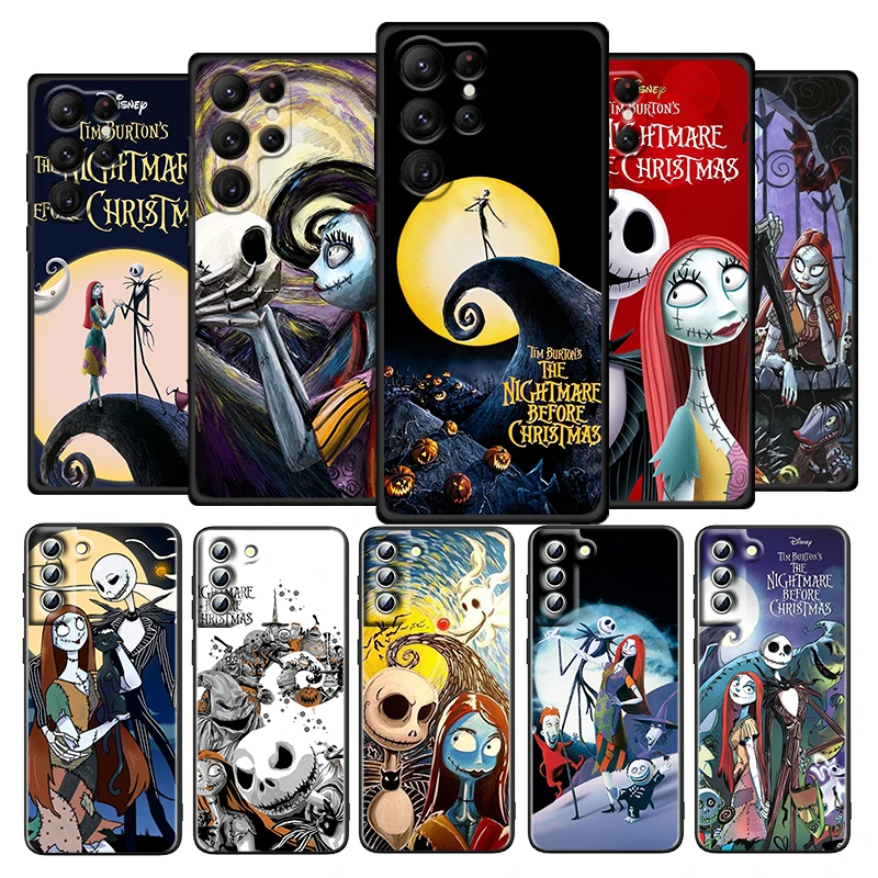 Nightmare Before Christmas For Samsung Galaxy S23 S22 S21 S20 Ultra Plus Pro S10 S9 S8 4G 5G Silicone Soft Black Phone Case