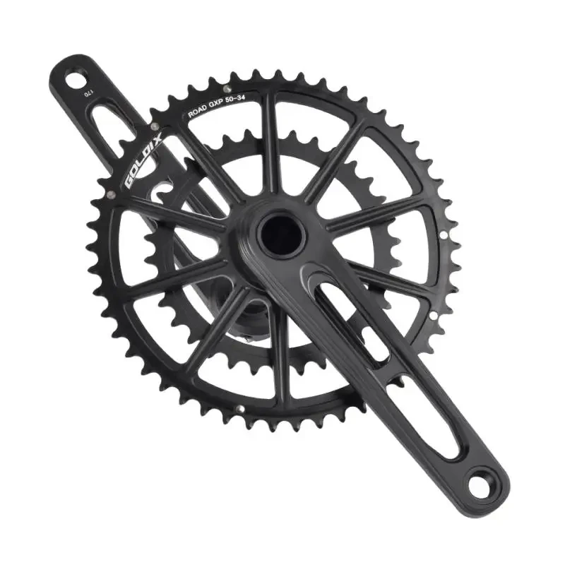 AliExpress GOLDIX Ultralight Road Bike Crankset 50-34T/52-36T/53-39T for 3 Bolt Double Chainring 165/170/175mm Length Hollow Bicycle Crank